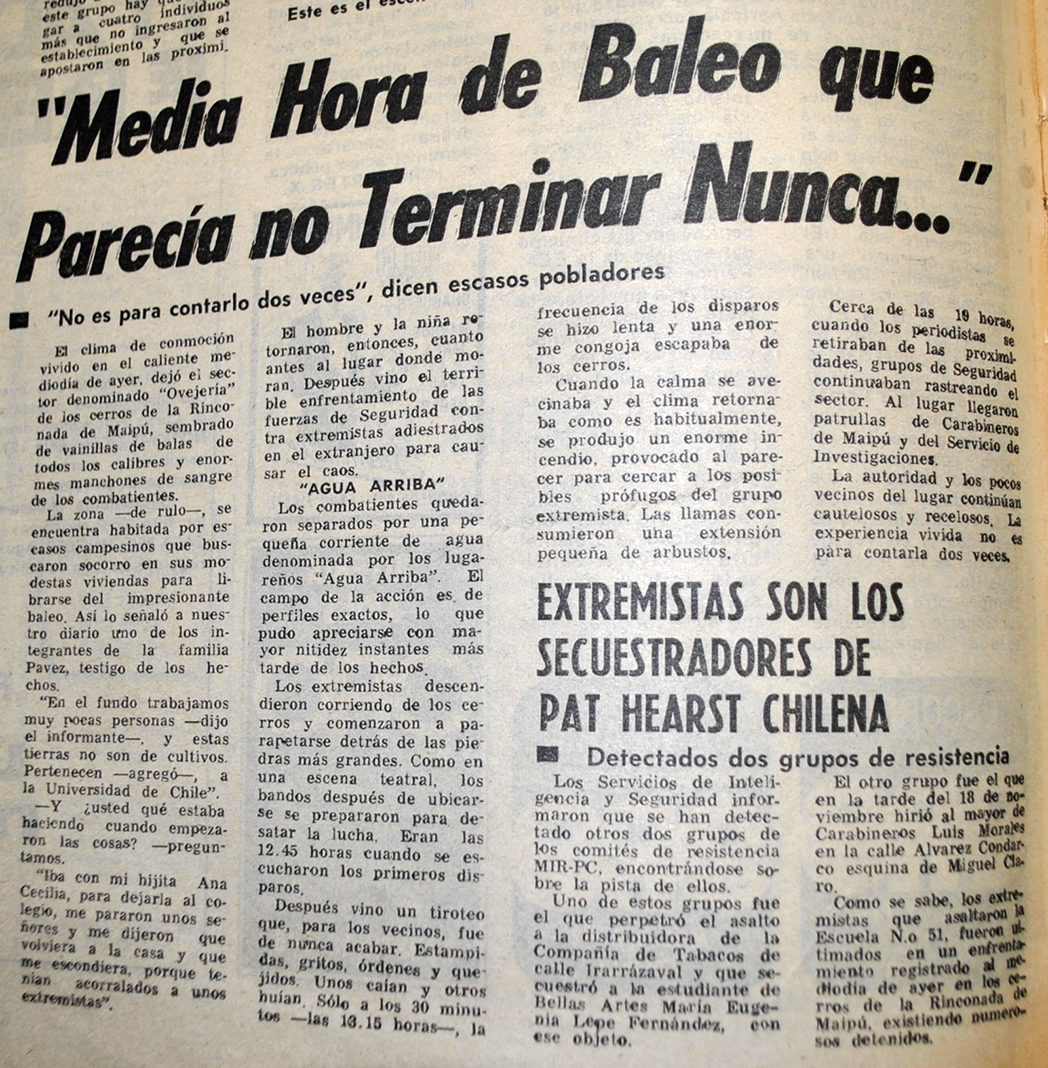 "Úlimas noticias", del 20 de noviembre de 1975. Página 3. (detalle).| www.labatalla.cl