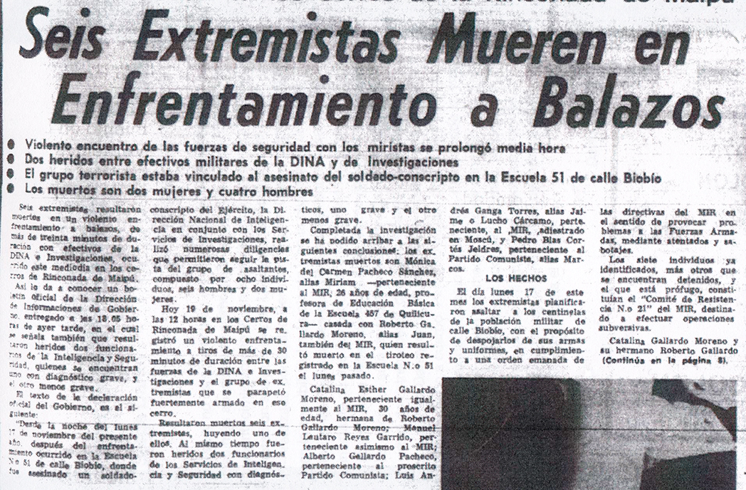 "El Mercurio", del 20 de noviembre de 1975. Detalle. | www.labatalla.cl